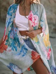 Milan Kiss Kimono w kolorze błękitnym ze wzorem rozmiar: S. Niebieskie kardigany damskie Milan Kiss, s, bez wzorów. Za 92.21 zł.