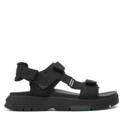 Sandały Lacoste. Czarne sandały damskie Lacoste, bez wzorów, bez obcasa, na płaskiej podeszwie. Za 519.99 zł.