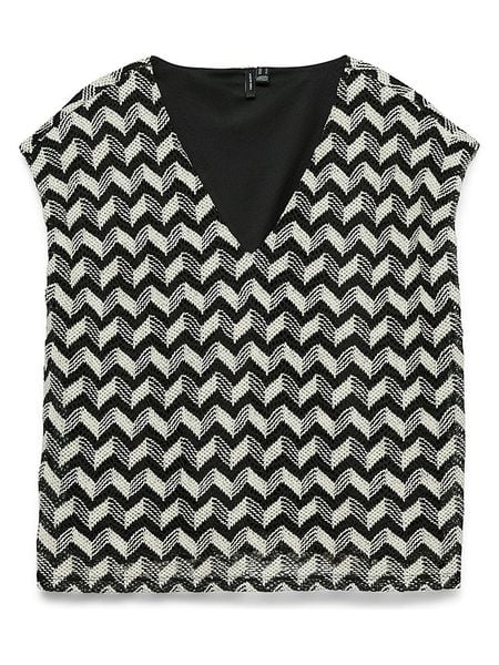 Vero Moda Bluzka w kolorze czarno-kremowym rozmiar: XS. Czarne bluzki damskie Vero Moda, xs, bez wzorów, bez kołnierzyka, bez ramiączek. Za 89.47 zł.