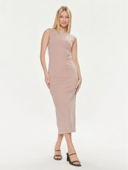 ViCOLO Sukienka codzienna TB0109 Beżowy Slim Fit. Brązowe sukienki damskie ViCOLO, na co dzień, l, bez wzorów, z bawełny, bez kołnierzyka, bez ramiączek, proste. Za 219.99 zł.