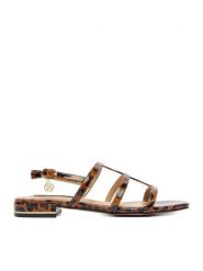 Nine West Sandały CEO-R26SS01558 Brązowy. Brązowe sandały damskie Nine West, bez wzorów, z materiału, bez obcasa, na płaskiej podeszwie. Za 199.99 zł.