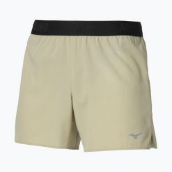 Spodenki do biegania męskie Mizuno Core 5.5. Brązowe szorty męskie Mizuno, bez kołnierzyka. Za 189.99 zł.