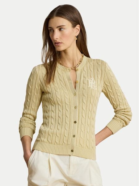 LAUREN RALPH LAUREN Kardigan Cable 200P14040501 Beżowy Regular Fit. Brązowe kardigany damskie Lauren Ralph Lauren, xs, bez wzorów, z bawełny. Za 949.99 zł.