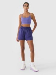 4F Spodenki treningowe szybkoschnące damskie - granatowe XL. Niebieskie spodenki sportowe damskie 4f, s, z dzianiny, na fitness i siłownię. W wyprzedaży za 79.99 zł.