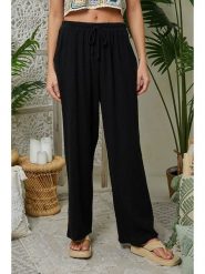 Le Monde du Lin Lniane spodnie w kolorze czarnym rozmiar: 36/38. Czarne spodnie materiałowe damskie Le Monde du Lin, z aplikacjami, ze lnu, klasyczne, z standardowym stanem. Za 121.99 zł.