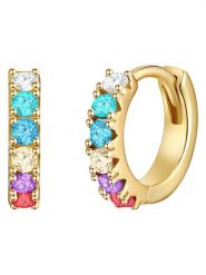 Lulu & Jane Pozłacane kolczyki-kreole z cyrkoniami rozmiar: onesize. Żółte kolczyki damskie Lulu & Jane, z cyrkonią, metalowe. Za 43.99 zł.