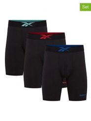 Reebok Bokserki (3 pary) "Placer" w kolorze czarnym rozmiar: M. Czarne bokserki męskie Reebok, bez wzorów. Za 74.28 zł.