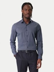 Calvin Klein Koszula LV019EU083 Granatowy Slim Fit. Niebieskie koszule męskie CALVIN KLEIN, m, bez wzorów, z bawełny, bez kołnierzyka, bez ramiączek. Za 329.99 zł.
