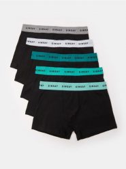 Bokserki Classic z kolorową elastyczną gumą w pasie 5 pack - czarny. Czarne bokserki męskie Sinsay, bez wzorów, z gumy. Za 49.99 zł.