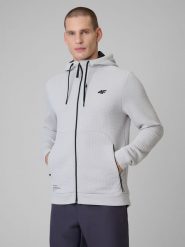 4F Bluza treningowa regular z kapturem męska - biała XXL. Białe bluzy z kapturem męskie 4f, m. Za 249.99 zł.