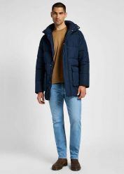 LEE MĘSKA KURTKA ZIMOWA LONG PUFFER JACKET RIVET NAVY 112355663 LD48015599. Niebieskie kurtki męskie Lee, na zimę, m, bez wzorów, bez kaptura. Za 419.99 zł.