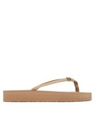 Tommy Hilfiger Japonki Elevated Chic Beach Sandal FW0FW08523 Beżowy. Brązowe klapki damskie Tommy Hilfiger, bez wzorów, ze skóry, bez obcasa. Za 129.99 zł.
