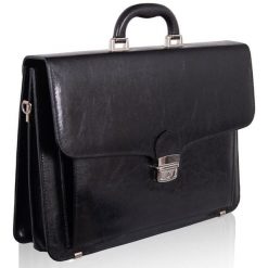 Elegancka teczka skórzana TIZANO TS07 czarna. Czarne aktówki damskie TIZANO, ze skóry. Za 444.99 zł.