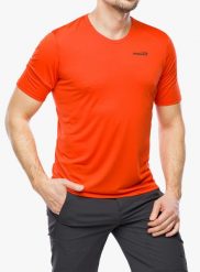 Koszulka do biegania męska Inov-8 Performance Short Sleeve. Czerwone t-shirty sportowe męskie Inov-8, m, z materiału, bez ramiączek, do biegania. Za 174.79 zł.