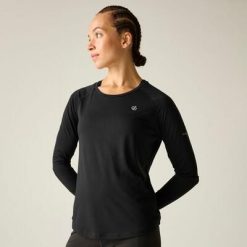 Damska koszulka z długim rękawem do biegania Nimble. Czarne bluzki damskie Dare 2b, bez wzorów, z lyocellu, bez kołnierzyka. Za 159.99 zł.