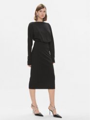 Pinko Sukienka codzienna Bolt 102291 A1CT Czarny Regular Fit. Czarne sukienki damskie Pinko, na co dzień, bez wzorów, z wiskozy, bez kołnierzyka, bez ramiączek, proste. Za 709.99 zł.