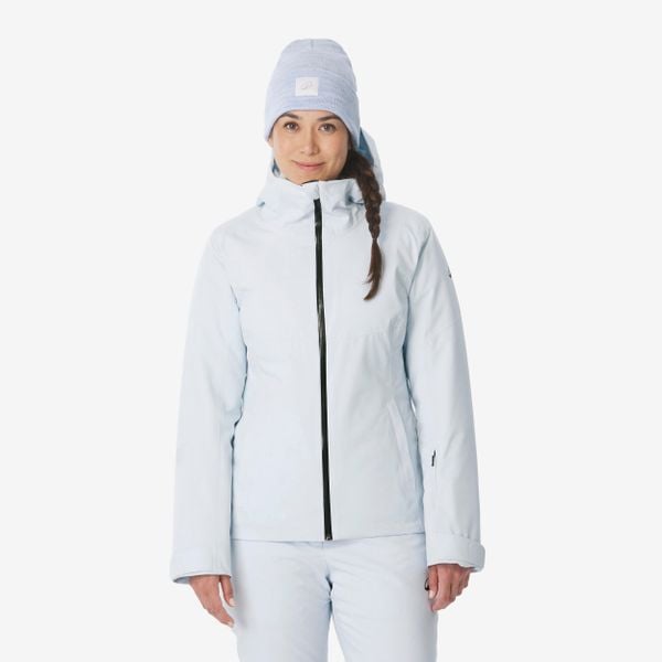 Kurtka narciarska i snowboardowa damska Quechua 500. Białe kurtki damskie QUECHUA, l, bez wzorów, z materiału, z kapturem, narciarskie. Za 439.99 zł.