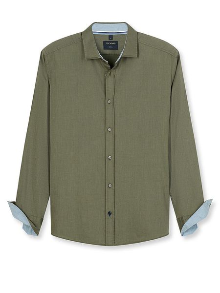 OLYMP Koszula "Casual" - Regular fit - w kolorze zielonym rozmiar: XL. Zielone koszule męskie Olymp, xl, bez wzorów, z bawełny, bez kołnierzyka, bez ramiączek. Za 126.45 zł.