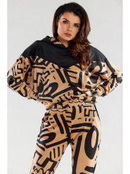 Awama Bluza w kolorze beżowo-czarnym rozmiar: L/XL. Brązowe bluzy z kapturem damskie Awama, l. Za 166.45 zł.