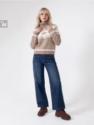 Żakardowy sweter chunky z geometrycznym wzorem - wielobarwny. Swetry klasyczne damskie Sinsay, l, z żakardem, bez kołnierzyka. Za 59.99 zł.