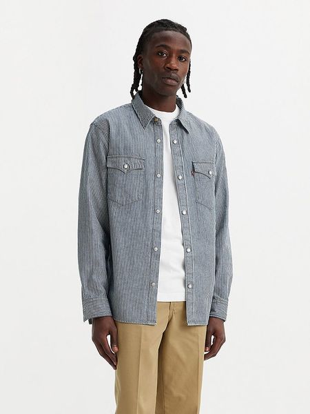 Levi's Koszula dżinsowa - Relaxed fit - w kolorze granatowo-białym rozmiar: S. Białe koszule męskie Levi's, s, bez wzorów, z bawełny, bez kołnierzyka, bez ramiączek. Za 174.95 zł.
