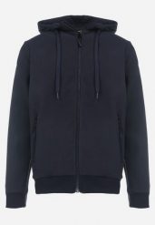 Granatowa Zapinana Bluza z Kapturem i Kieszeniami oraz Haftowanym Napisem Jolion. Niebieskie bluzy z kapturem męskie Born2be, m. Za 44.99 zł.