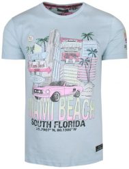 T-Shirt Bawełniany Błękitny z Nadrukiem, MIAMI BEACH, Okrągły Dekolt -BRAVE SOUL. Niebieskie t-shirty męskie Brave Soul, s, bez wzorów, z bawełny, bez kołnierzyka. Za 55.00 zł.