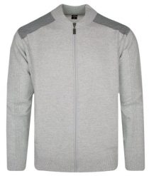 Sweter Wełniany Szary Rozpinany z Wysokim Dekoltem na Zamek, Ciepły -TRIKKO. Szare kardigany męskie Trikko, l, bez wzorów, z wełny, eleganckie, bez kołnierzyka. Za 269.00 zł.