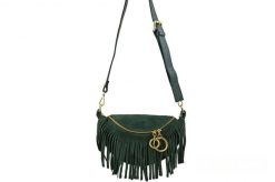 Saszetka zamszowa boho BARBERINI'S 973-42 c. zielona. Zielone shopper bag damskie Barberinis, bez wzorów, ze skóry, przez ramię, zamszowe, bez dodatków. Za 199.99 zł.