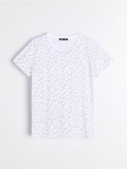 Koszulka z nadrukiem - biały. Białe t-shirty damskie Sinsay, l, bez wzorów, bez kołnierzyka. W wyprzedaży za 19.99 zł.