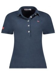 Geographical Norway Koszulka polo "Kars" w kolorze granatowym rozmiar: XXL. Niebieskie bluzki damskie Geographical Norway, xxl, bez wzorów, z bawełny, bez kołnierzyka, bez ramiączek. Za 83.42 zł.