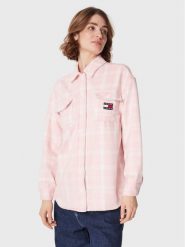 Tommy Jeans Koszula DW0DW15035 Różowy Relaxed Fit. Czerwone koszule damskie Tommy Jeans, s, bez wzorów, z jeansu, bez kołnierzyka, bez ramiączek. Za 619.99 zł.