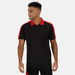 Koszulka Polo Męska Kontrastowa Coolweave. Czarne koszulki polo męskie Regatta, m, bez wzorów, z materiału, bez ramiączek. Za 67.99 zł.