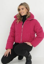 Fuksjowa Kurtka Futerko Teddy Zychee. Czerwone kurtki damskie Born2be, m, bez wzorów, z futra, bez kaptura. Za 229.99 zł.