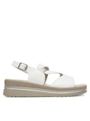 Clara Barson Sandały WS2506-04 Biały. Białe sandały damskie Clara Barson, bez wzorów, z materiału, bez obcasa, na koturnie. Za 119.99 zł.