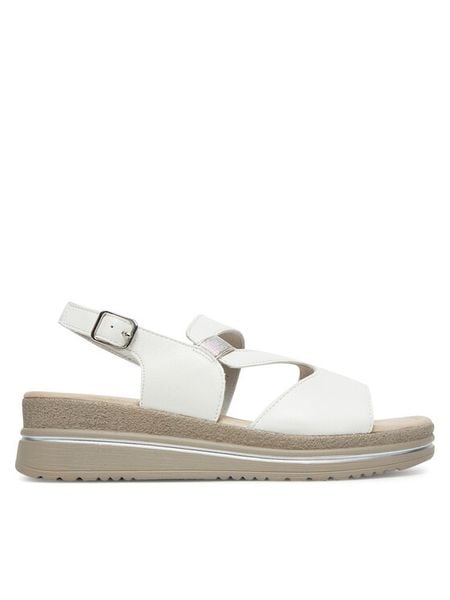 Clara Barson Sandały WS2506-04 Biały. Białe sandały damskie Clara Barson, bez wzorów, z materiału, bez obcasa, na koturnie. Za 82.99 zł.