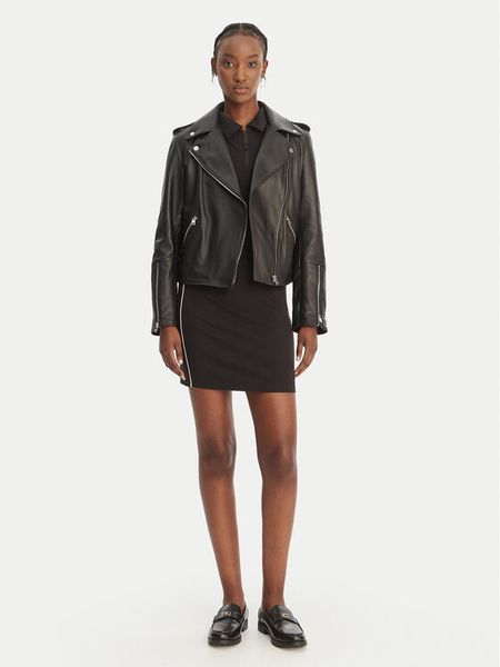 HUGO Kurtka skórzana Lujana 50551255 Czarny Regular Fit. Czarne kurtki damskie Hugo, xs, bez wzorów, ze skóry, bez kaptura. Za 1,849.00 zł.