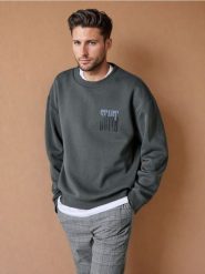 Bluza - szary. Szare bluzy bez kaptura męskie Sinsay, l. W wyprzedaży za 19.99 zł.