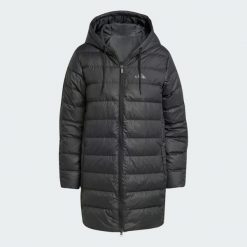 Parka z kapturem Essentials CLIMAWARM 3-Stripes Light Down. Czarne parki damskie Adidas, m, bez wzorów. Za 649.00 zł.