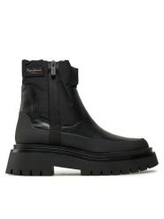 Pepe Jeans Botki PLS50528 Czarny. Czarne botki damskie Pepe Jeans, z jeansu, bez obcasa, na płaskiej podeszwie, bez zapięcia. Za 329.99 zł.