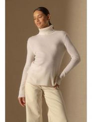 Perfect Cashmere Kaszmirowy golf "Tracy" w kolorze kremowym rozmiar: S. Brązowe golfy damskie Perfect Cashmere, s, bez wzorów, z kaszmiru, bez ramiączek. Za 245.96 zł.