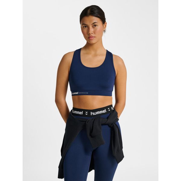 Damski biustonosz typu light support Hummel Pulse. Niebieskie biustonosze HUMMEL, bez wzorów. Za 147.00 zł.