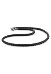 KUZZOI Plecionka męska z prawdziwej skóry w kolorze czarnym w srebrze próby 925 Sterling Silver Biżuteria męska 1 ct Męskie. Czarna biżuteria dla mężczyzn KUZZOI, srebrne. Za 322.14 zł.