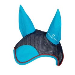 Czapka przeciw muchom dla konia z czerwoną ozdobą Equestro. Czerwone czapki męskie EQUESTRO, z aplikacjami, z bawełny. Za 45.90 zł.