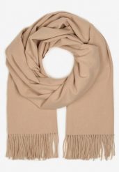 Beżowy Szalik Długi z Frędzlami z Domieszką Wełny Torilisa. Brązowe szaliki i kominy damskie Born2be, bez wzorów, z dzianiny. Za 44.99 zł.