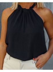 Milan Kiss Bluzka w kolorze czarnym rozmiar: S. Czarne bluzki damskie Milan Kiss, s, bez wzorów, bez kołnierzyka, bez ramiączek. Za 126.99 zł.