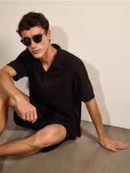 Wzorzysta koszula regular fit - czarny. Czarne koszule męskie Reserved, l, bez wzorów, z bawełny, bez kołnierzyka, bez ramiączek. Za 119.99 zł.