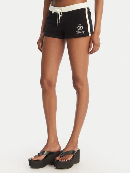 Juicy Couture Szorty sportowe Applique Terry JCWHS126315 Czarny Slim Fit. Czarne spodenki sportowe damskie Juicy Couture, m, z bawełny. Za 239.99 zł.