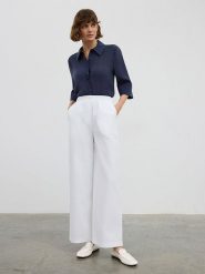 BGN Spodnie w kolorze białym rozmiar: 38. Białe spodnie materiałowe damskie BGN, bez wzorów, z materiału, z podwyższonym stanem. Za 65.99 zł.