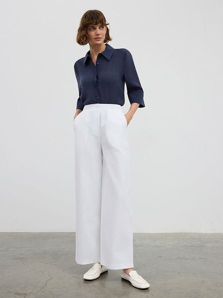 BGN Spodnie w kolorze białym rozmiar: 38. Białe spodnie materiałowe damskie BGN, bez wzorów, z materiału, z podwyższonym stanem. Za 65.99 zł.